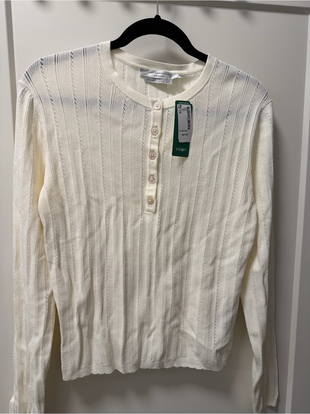 Simons Contemporaine Cream Buttoned Knit Top